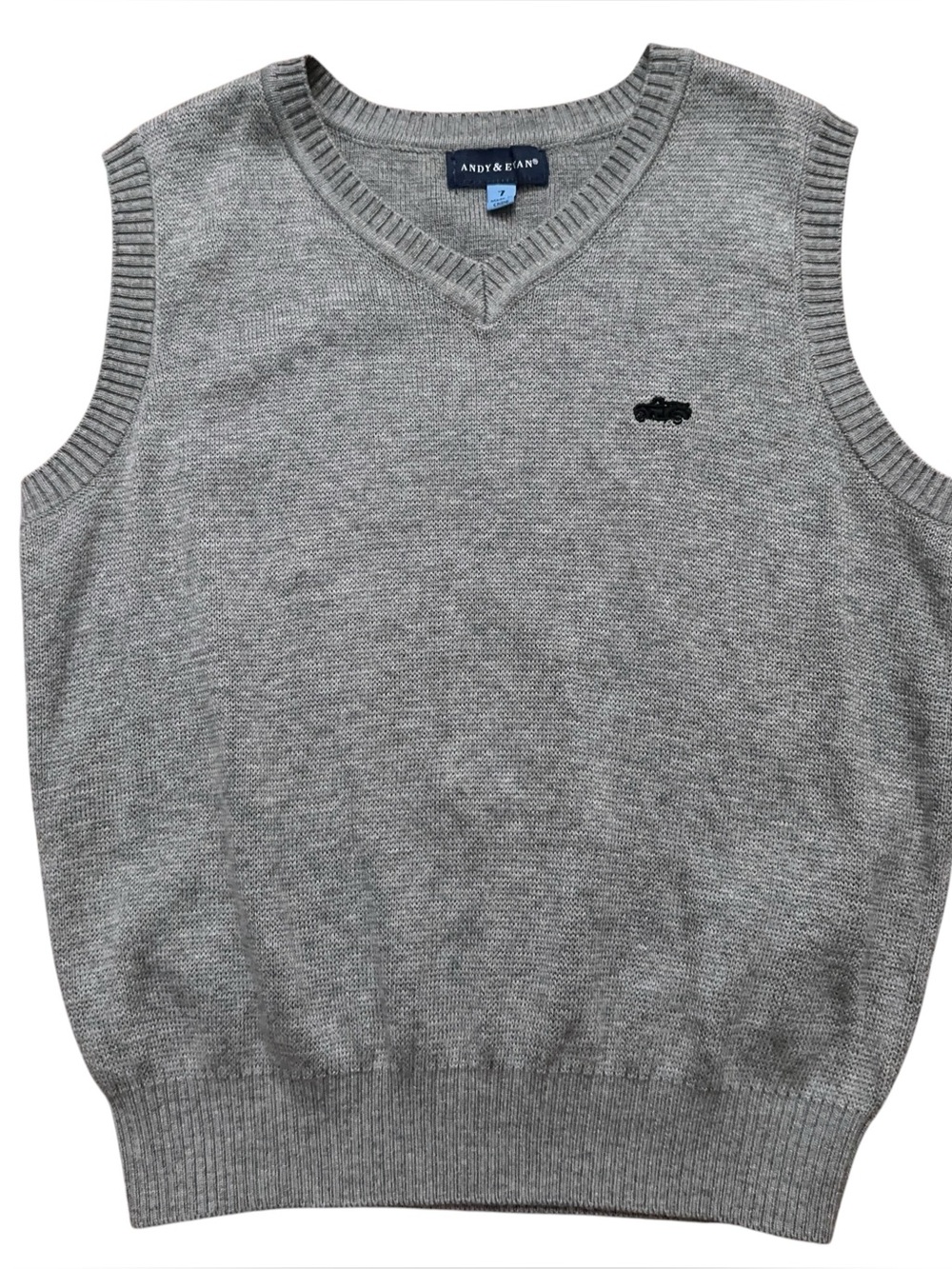 Andy & Evan Sweater Vest Boys Size 7 Pullover Sleeveless Knit Gray